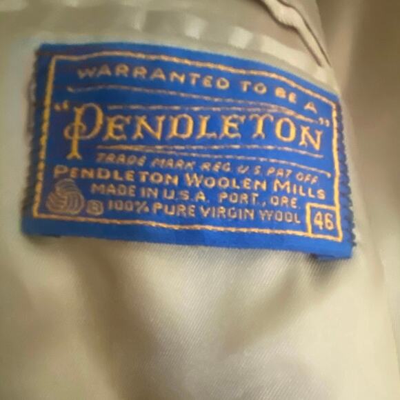 Pendleton Men's Wool Herringbone Blazer Jacket Sz 46 Elbow Patches Western Suede - Picture 6 of 13